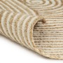Tappeto Lavorato a Mano in Juta Design a Spirale Bianco 90 cm