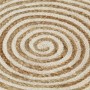 Tappeto Lavorato a Mano in Juta Design a Spirale Bianco 90 cm