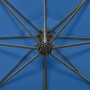 Ombrellone a Sbalzo con Palo e Luci a LED Azzurro 300 cm