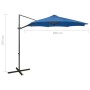 Ombrellone a Sbalzo con Palo e Luci a LED Azzurro 300 cm