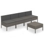 Set Divani da Giardino 5 pz con Cuscini in Polyrattan Grigio