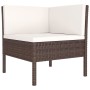 Set Divani da Giardino 5 pz con Cuscini in Polyrattan Marrone