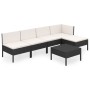 Set Divani da Giardino 6 pz con Cuscini in Polyrattan Nero