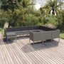 Set Divani da Giardino 11 pz con Cuscini in Polyrattan Grigio