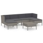 Set Divani da Giardino 7 pz con Cuscini in Polyrattan Grigio