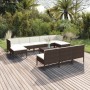 Set Divani da Giardino 11 pz con Cuscini in Polyrattan Marrone