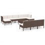 Set Divani da Giardino 11 pz con Cuscini in Polyrattan Marrone