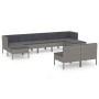 Set Divani da Giardino 9 pz con Cuscini in Polyrattan Grigio