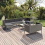 Set Divani da Giardino 10 pz con Cuscini in Polyrattan Grigio