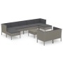 Set Divani da Giardino 10 pz con Cuscini in Polyrattan Grigio