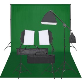 Kit per Studio Fotografico con Set di Luci e Fondale