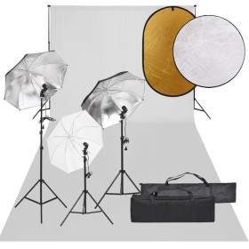 Kit per Studio Fotografico con Set Luci, Fondale e Riflettore