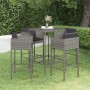 Set da Bar da Giardino 5 pz con Cuscini in Polyrattan Grigio