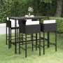 Set Bar da Giardino 5 pz con Cuscini in Polyrattan Nero