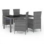 Set da Pranzo da Esterno 5 pz con Cuscini in Polyrattan Grigio