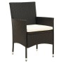 Set da Pranzo da Giardino 11 pz con Cuscini in Polyrattan Nero