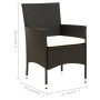 Set da Pranzo da Giardino 11 pz con Cuscini in Polyrattan Nero