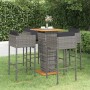 Set da Bar da Giardino 5 pz con Cuscini in Polyrattan Grigio