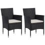 Set da Pranzo da Giardino 3 pz con Cuscini in Polyrattan Nero