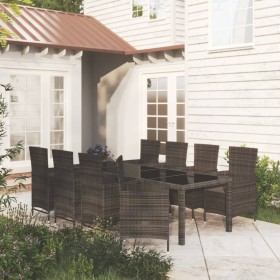 Set da Pranzo da Giardino 9 pz con Cuscini in Polyrattan Nero