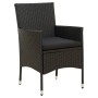Set da Pranzo da Giardino 9 pz con Cuscini in Polyrattan Nero