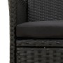 Set da Pranzo da Giardino 9 pz con Cuscini in Polyrattan Nero