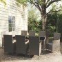 Set da Pranzo da Esterno 9 pz con Cuscini in Polyrattan Grigio