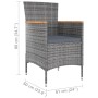 Set da Pranzo da Esterno 9 pz con Cuscini in Polyrattan Grigio