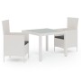 Set Mobili da Giardino 3 pz con Cuscini in Polyrattan Bianco