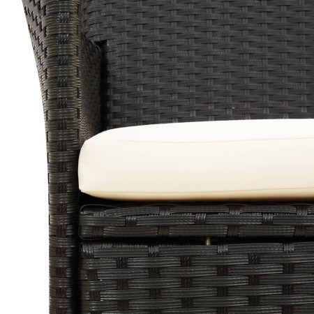 Set Mobili da Giardino 3 pz con Cuscini in Polyrattan Nero