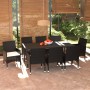 Set da Pranzo da Giardino 9 pz con Cuscini Nero in Polyrattan