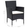 Set da Pranzo da Giardino 9 pz con Cuscini Nero in Polyrattan