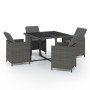 Set da Pranzo da Giardino 5 pz con Cuscini in Polyrattan Grigio