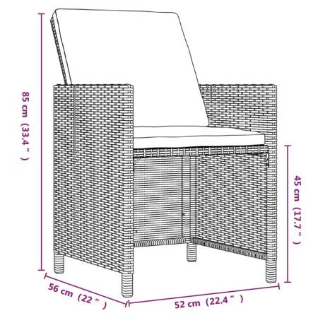 Set da Pranzo da Giardino 9 pz con Cuscini in Polyrattan Beige