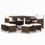 Set Divani da Giardino 9 pz con Cuscini in Polyrattan Marrone