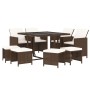 Set Divani da Giardino 9 pz con Cuscini in Polyrattan Marrone