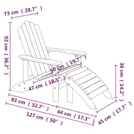 Sedie Giardino Adirondack 2 pz con Poggiapiedi HDPE Blu Acqua