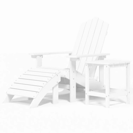 Sedia Giardino con Poggiapiedi e Tavolo Adirondack HDPE Bianco