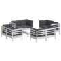 Set Divani da Giardino 9 pz e Cuscini Antracite Legno di Pino