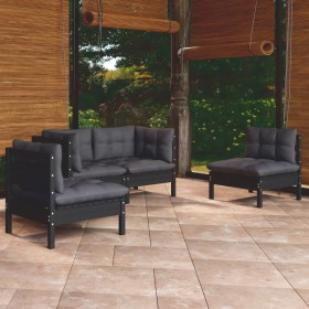 Set Divani da Giardino 4 pz con Cuscini Legno Massello di Pino