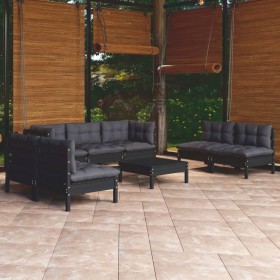 Set Divani da Giardino 8 pz con Cuscini Legno Massello di Pino