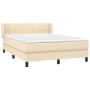 Giroletto a Molle con Materasso Crema 140x19 cm in Tessuto