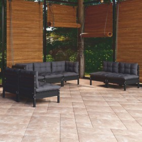 Set Divani da Giardino 7 pz con Cuscini Legno Massello di Pino