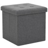 Pouf Pieghevoli con Contenitore 2pz Grigio Scuro in Simil Lino