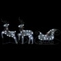 Renne e Slitta di Natale Decorazione Esterni 140 LED Argento