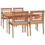 Set da Pranzo Giardino 5 pz con Cuscini Legno Massello di Teak