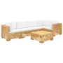 Set Divani da Giardino 6 pz con Cuscini Legno Massello di Teak