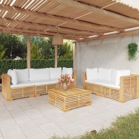 Set Divani da Giardino 6 pz con Cuscini Legno Massello di Teak