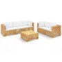 Set Divani da Giardino 6 pz con Cuscini Legno Massello di Teak