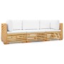 Set Divani da Giardino 3 pz con Cuscini Legno Massello di Teak